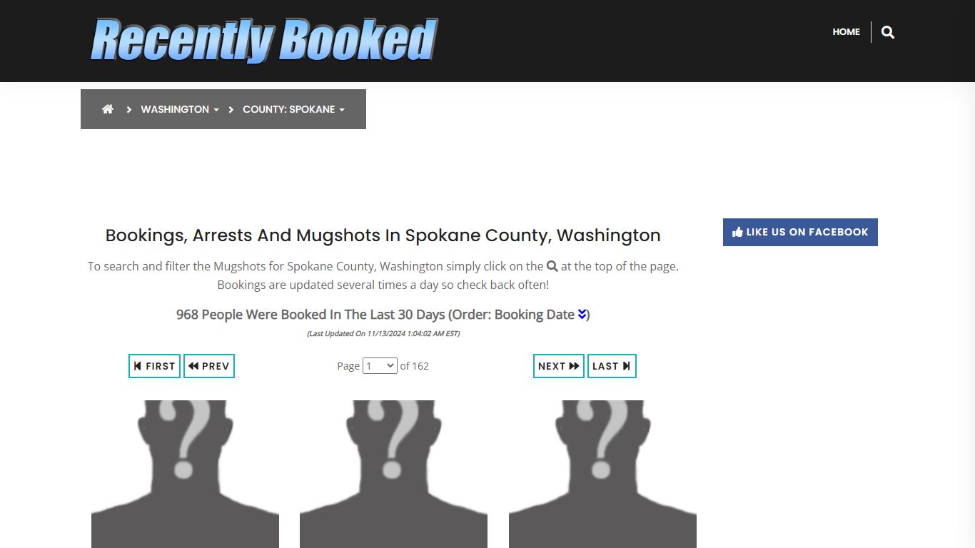 Bookings, Arrests and Mugshots in Spokane County, Washington