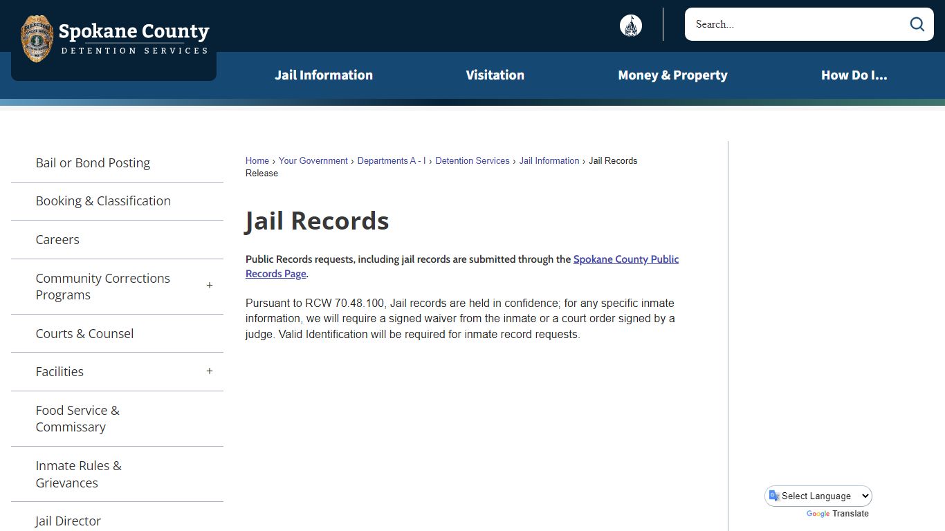 Jail Records - Spokane County, WA