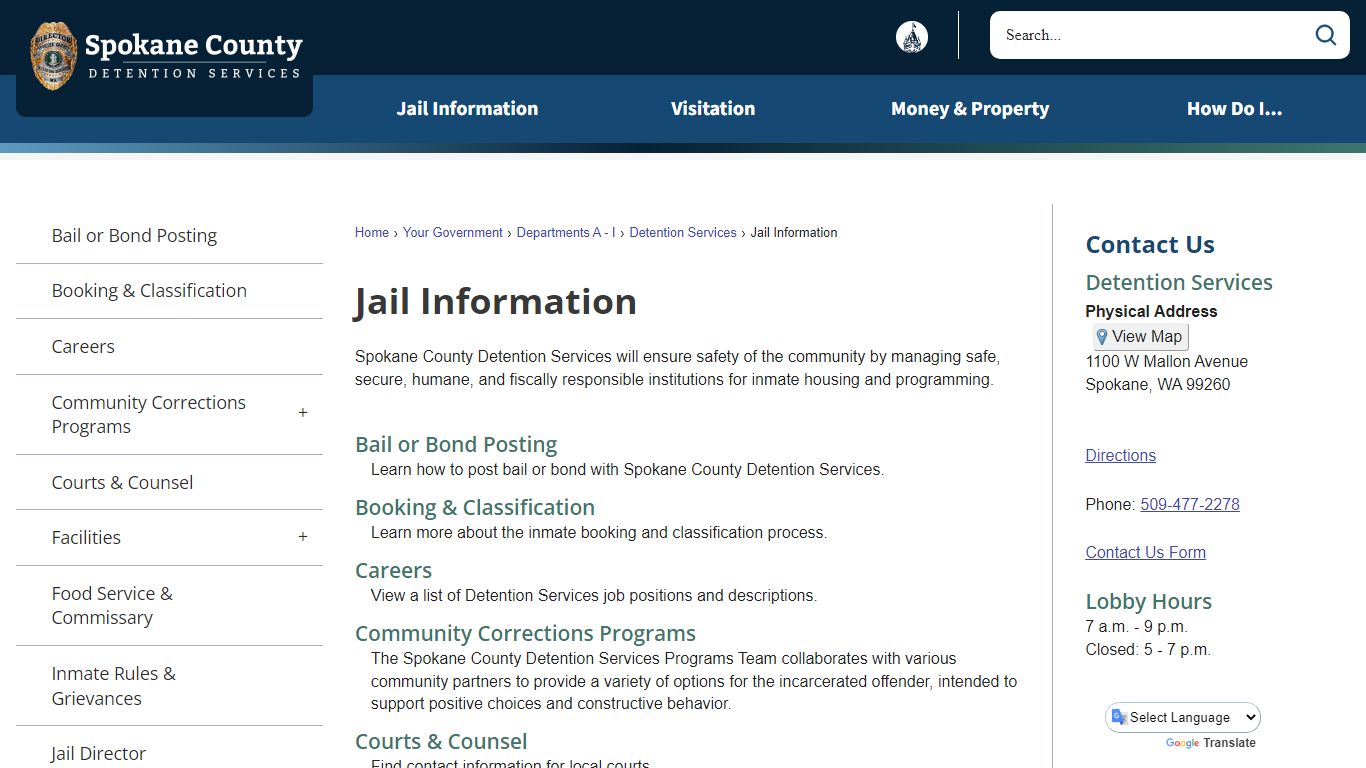 Jail Information - Spokane County, WA